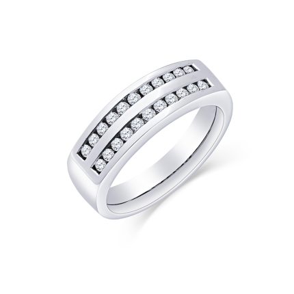 White Gold Ring with Two Rows of Diamonds - Bausi Sport | Mosso