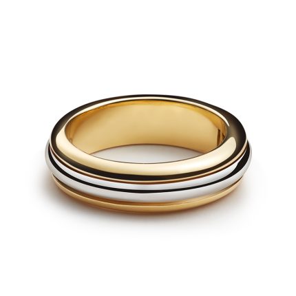 Women's White & Yellow Gold Wedding Ring - Saturn | Mosso