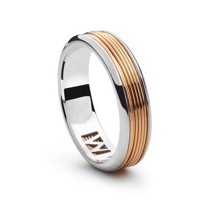 18K White and Rose Gold Wedding Ring - Wire | Mosso