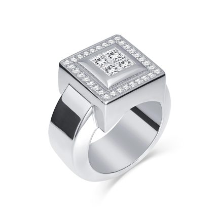 Women's White Gold Diamond Ring - New Seccolo | Mosso