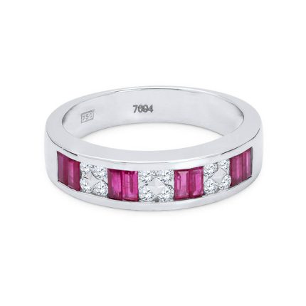 Anillo de Oro Blanco con Rubies y Diamantes - Rubi 2 | Mosso