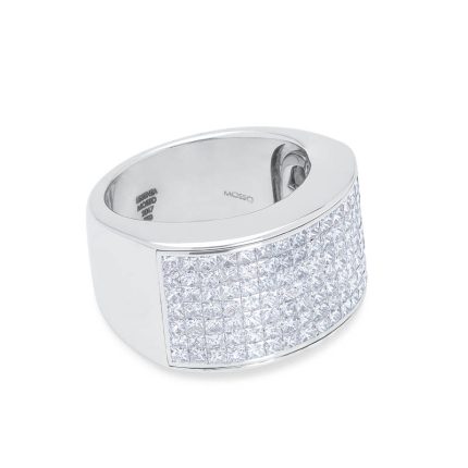 Anillo de Compromiso Oro Blanco con Diamantes - Essenza 7 Filas | Mosso