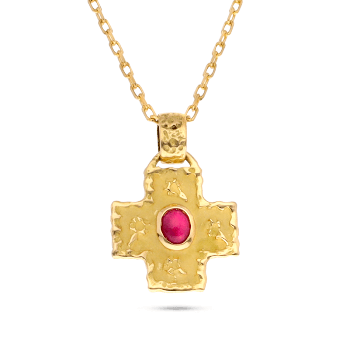 Colgante Etruscan de Mujer - Croce Rubino Mosso